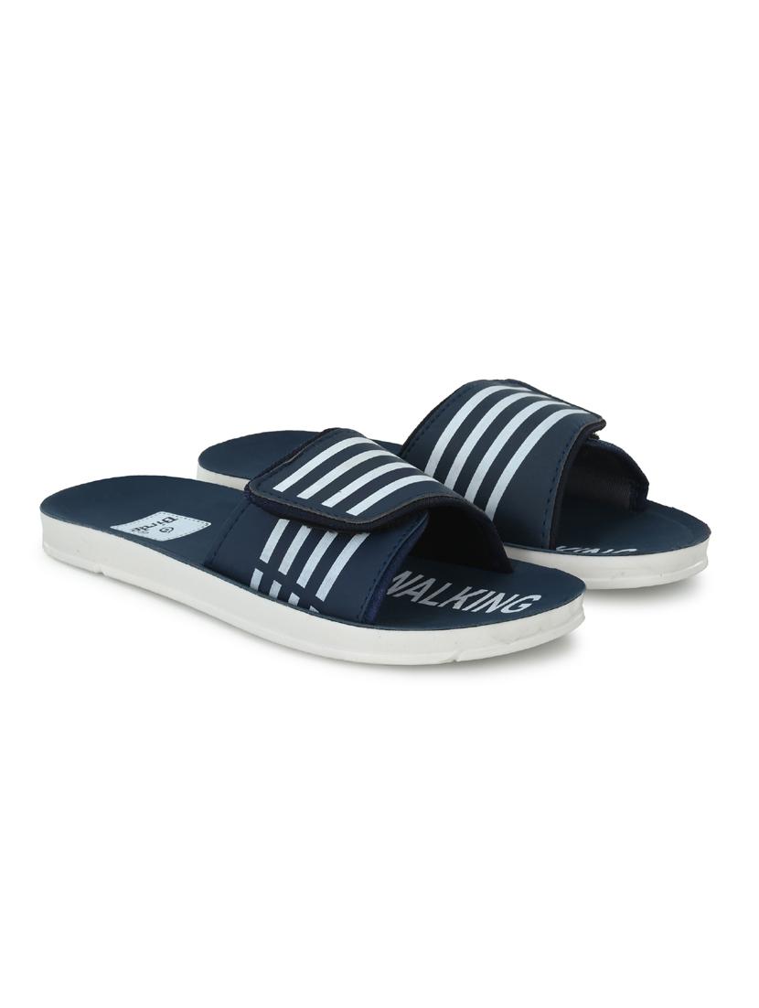 navy leatherette slip on flip flops
