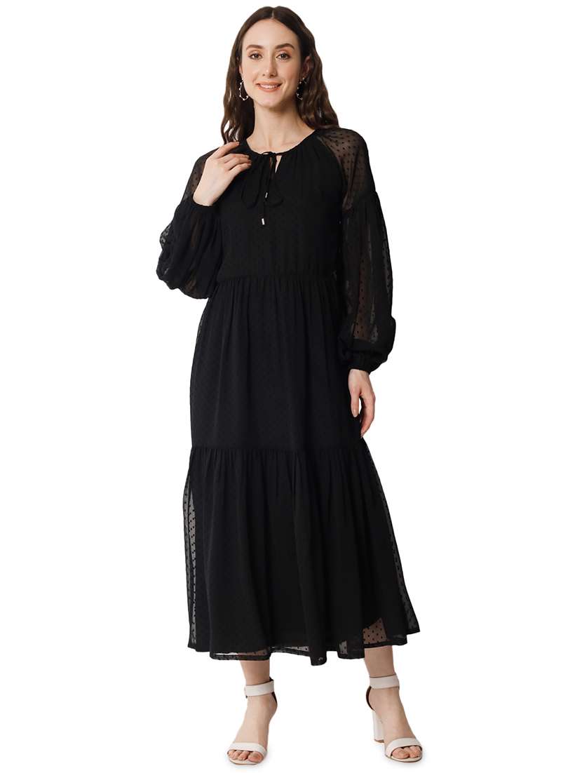 women's tiered dress swiss dots dress