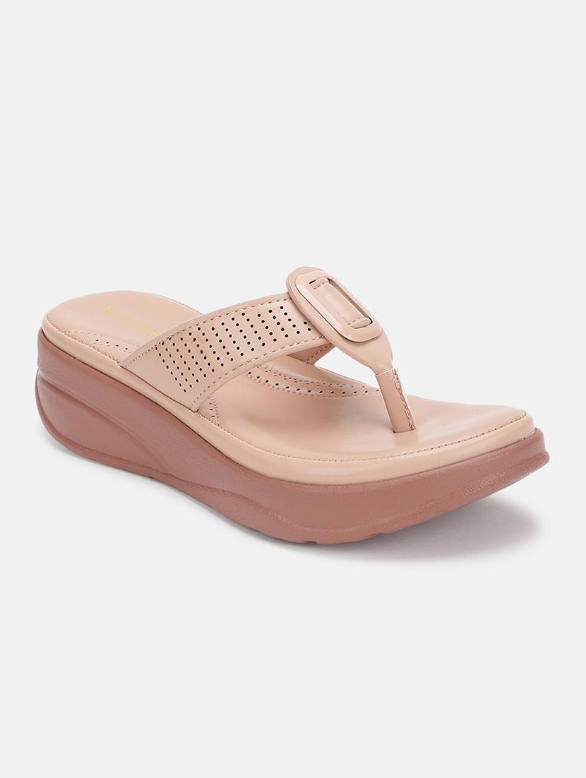 nude slip on wedges