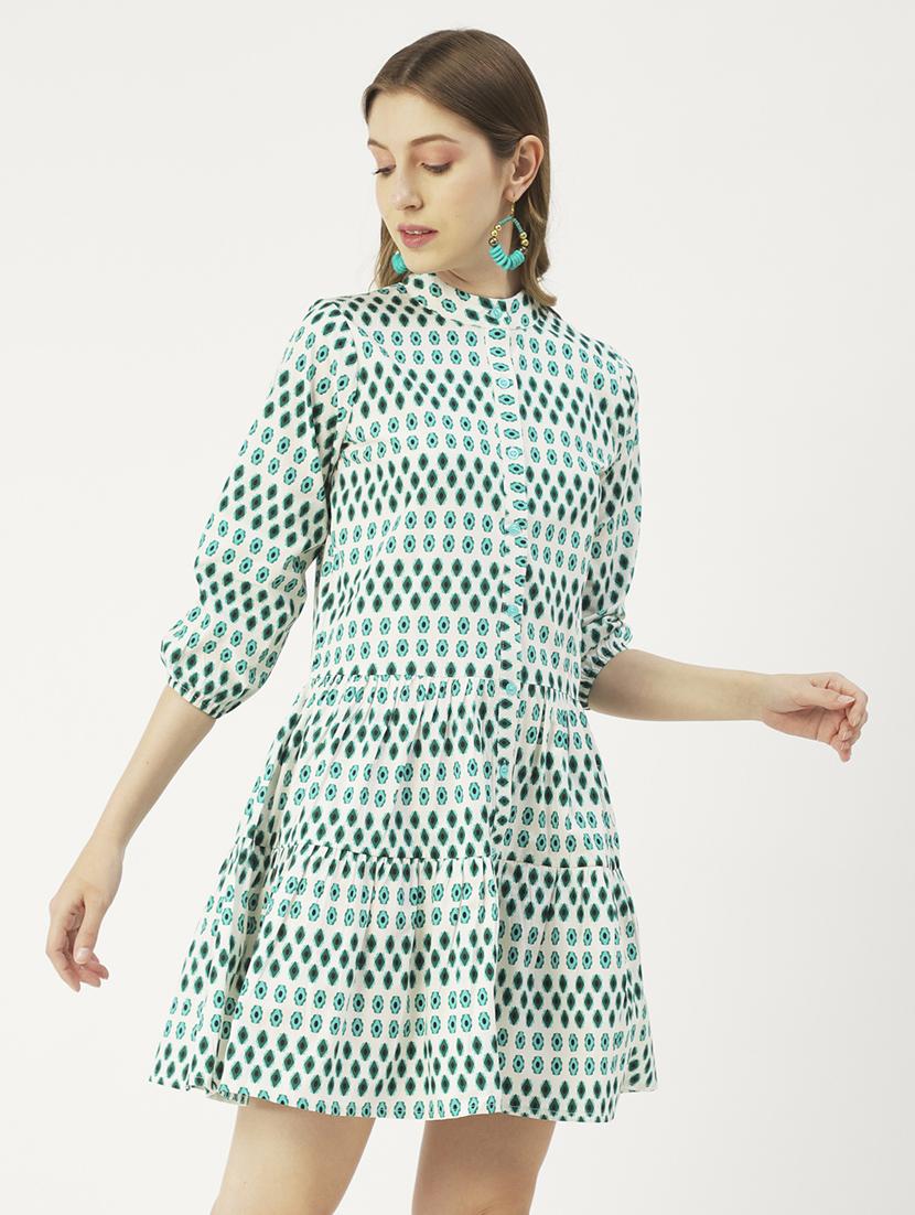 women's tiered dress geometric dress