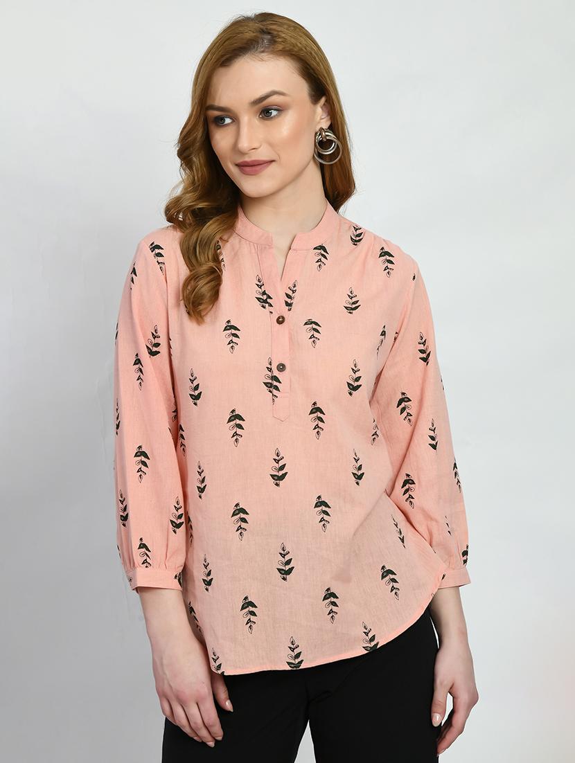 women's straight mandarin neck top