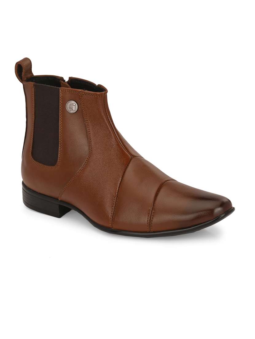 tan leather high ankle boots