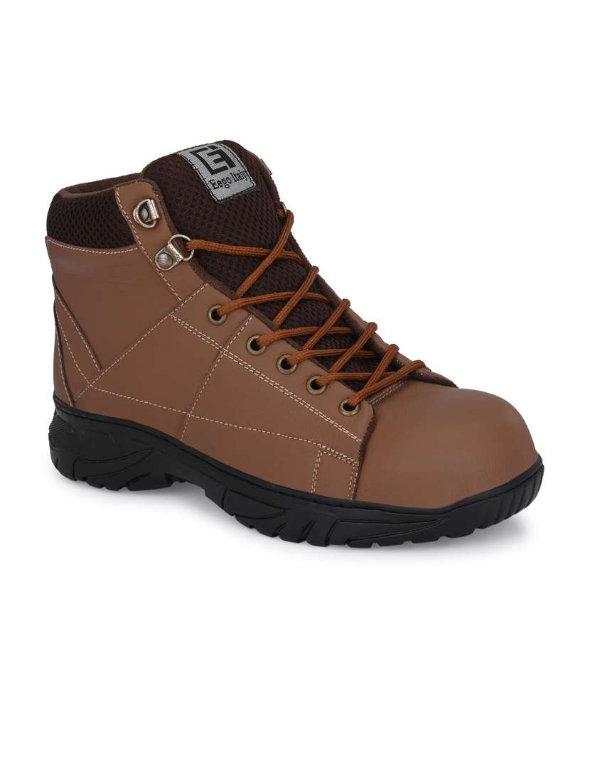 brown lace up hiking boot