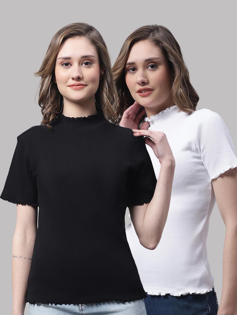 pack of solid mock neck tops