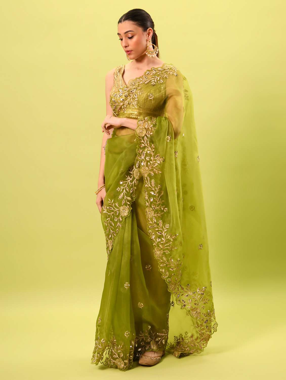 women's embroidered saree with blouse