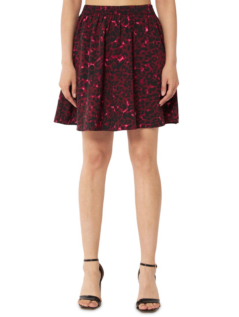mid rise printed a-line skirt