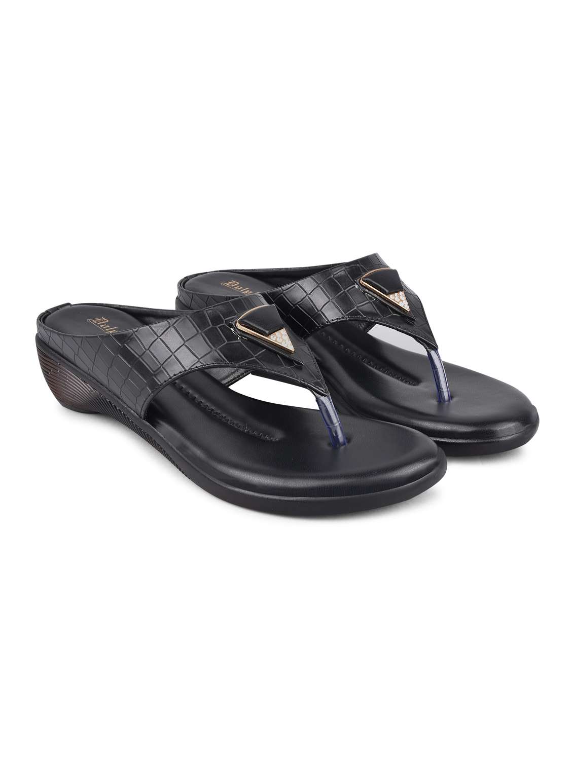 black pu slip on sandals