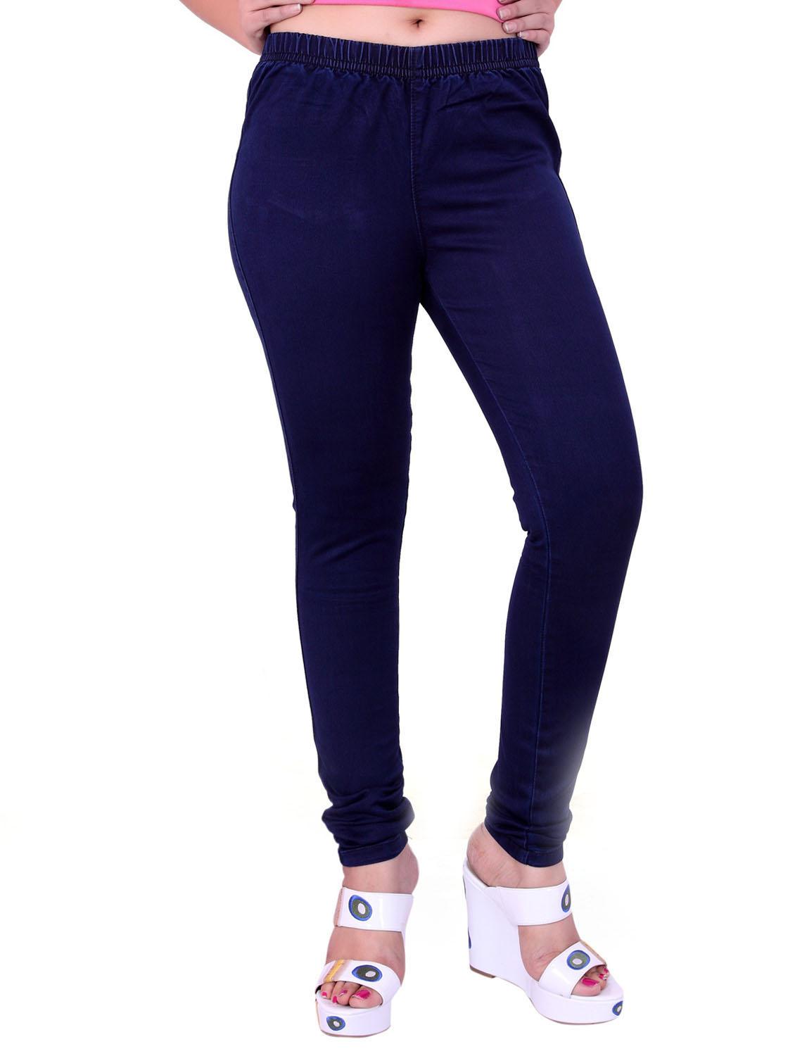 blue solids mid rise jeggings