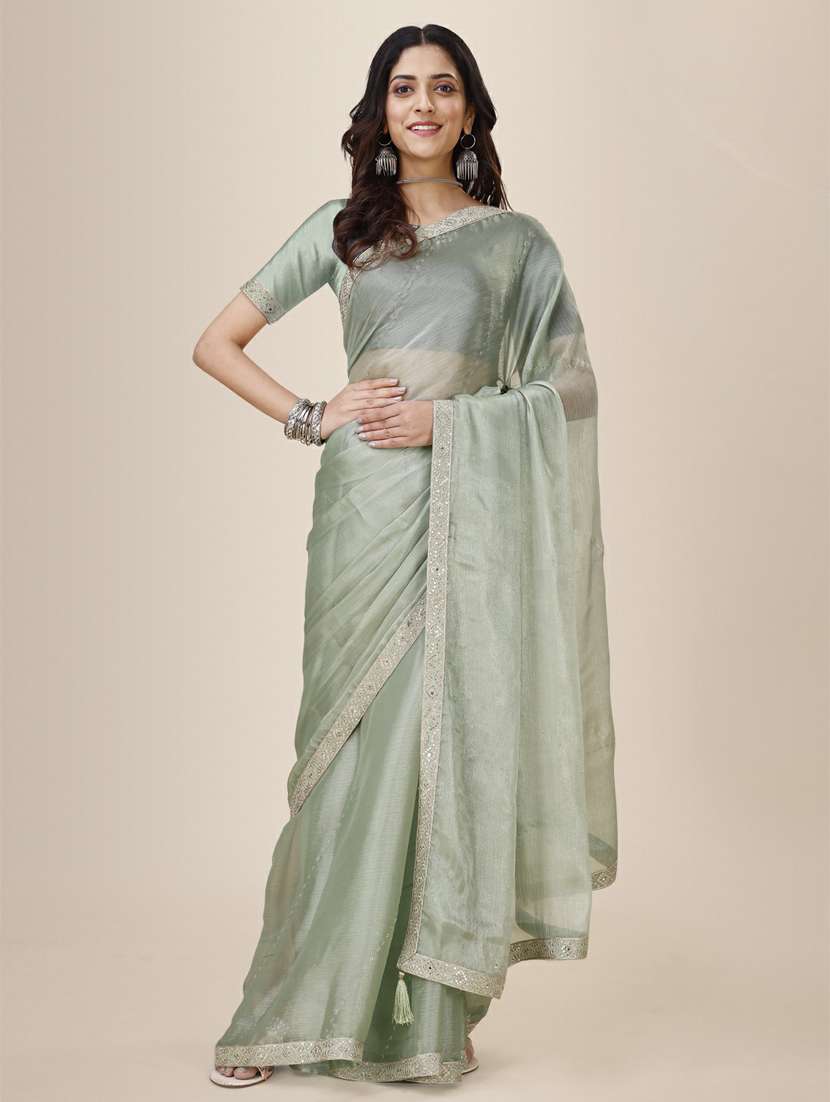 women's bordered royal blue colored saree