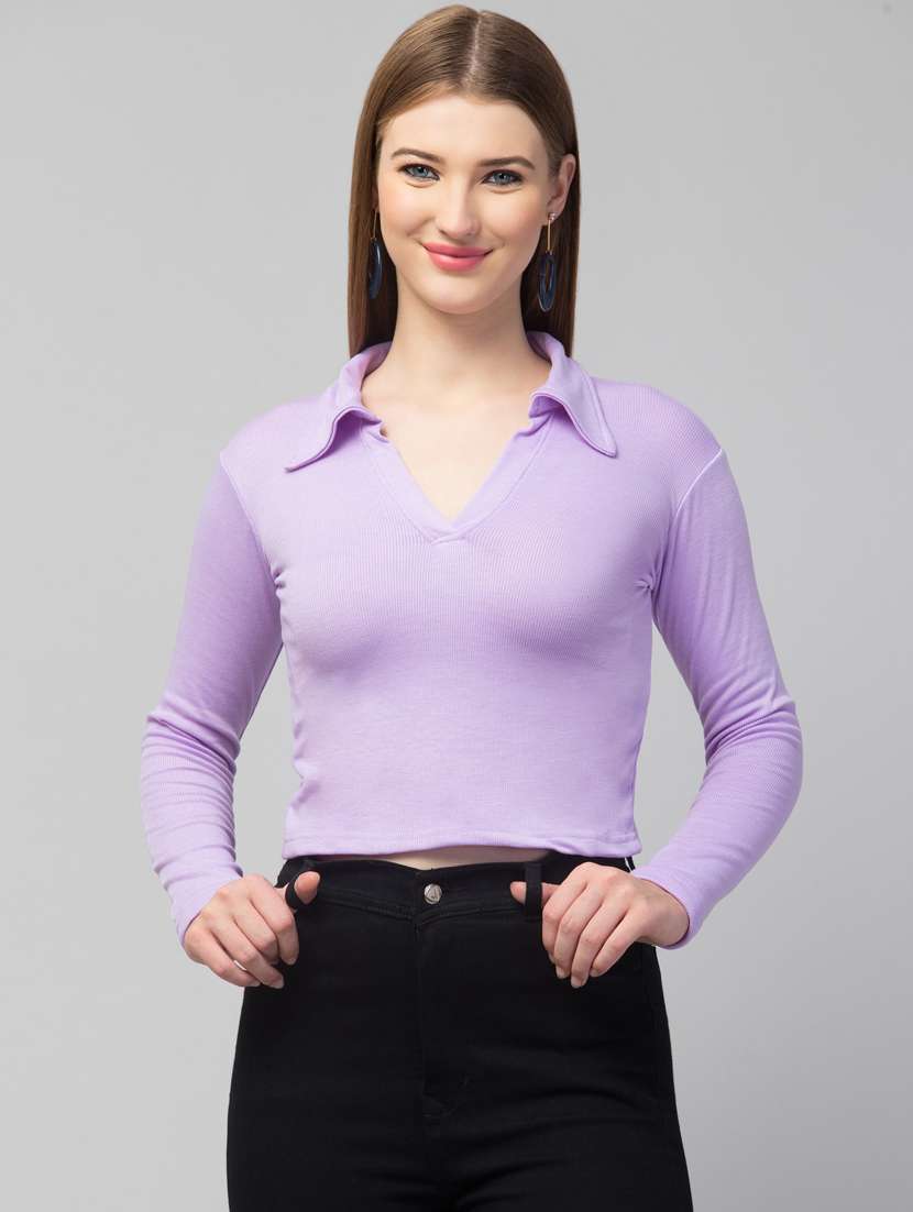lavender solid crop top
