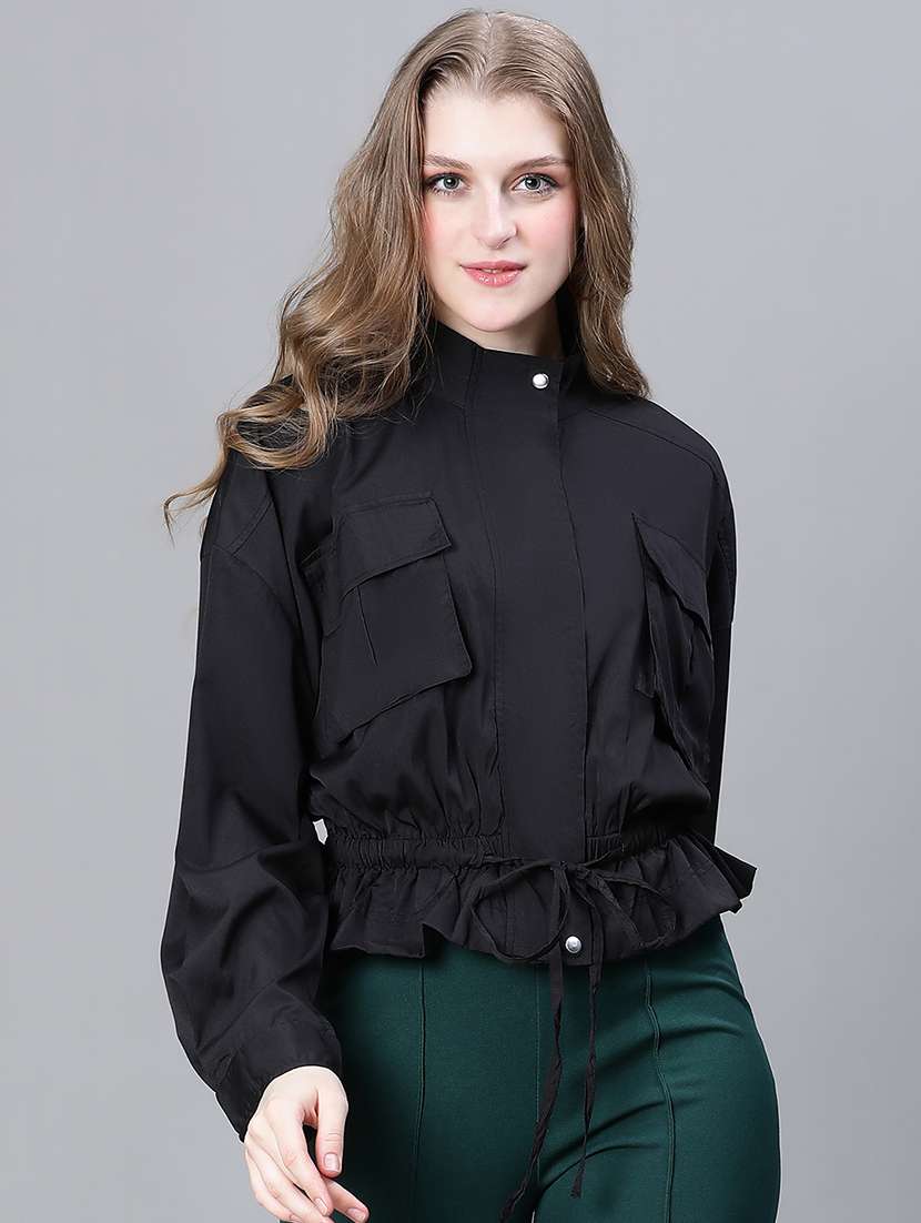 black solid peplum jacket