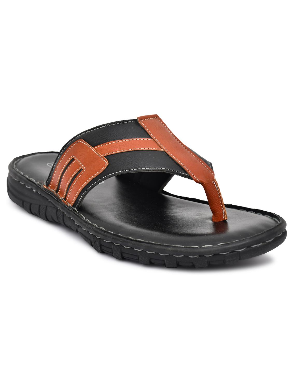 black leather toe separator slippers