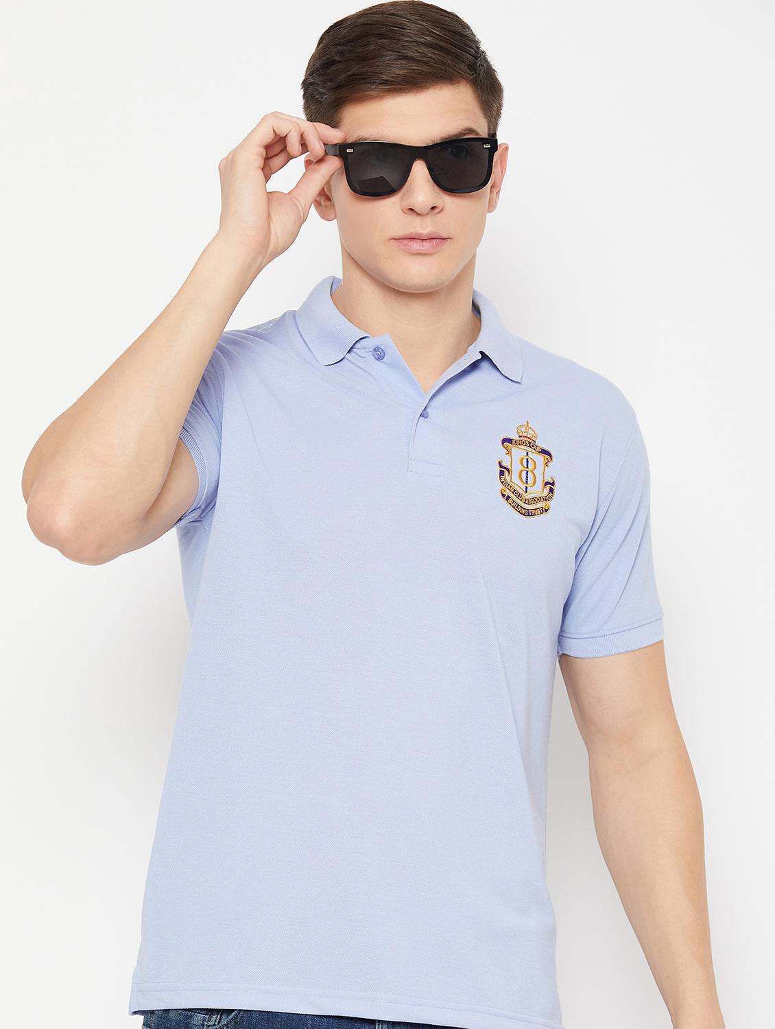 light blue solid polo t-shirt