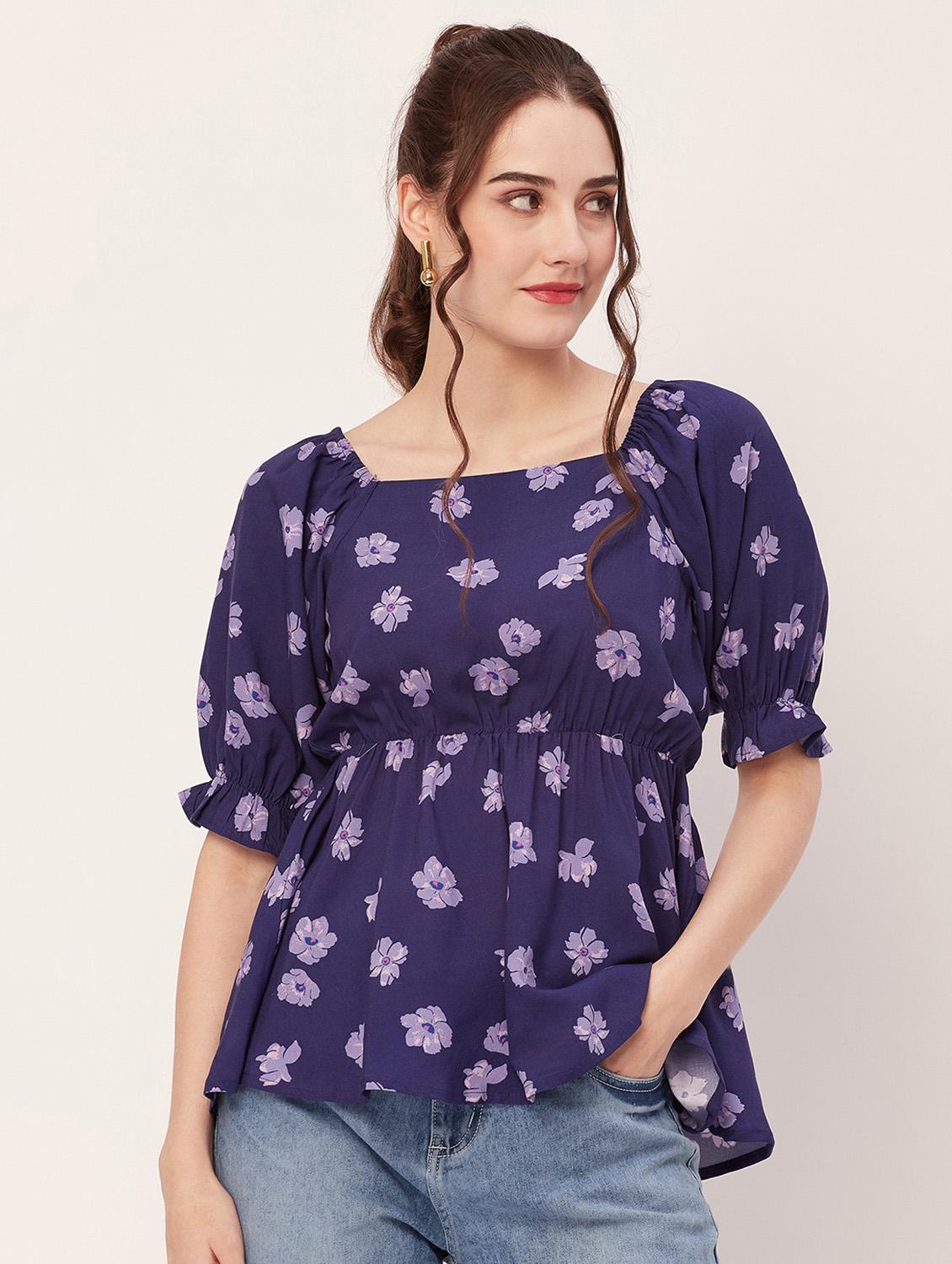 women printed peplum top