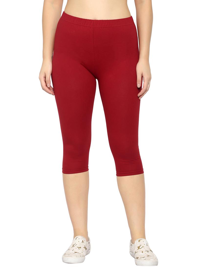 women maroon regular capri