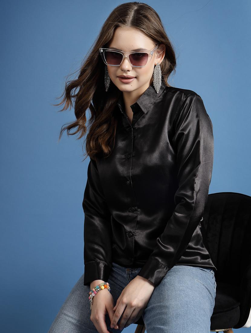 black satin regular shirt