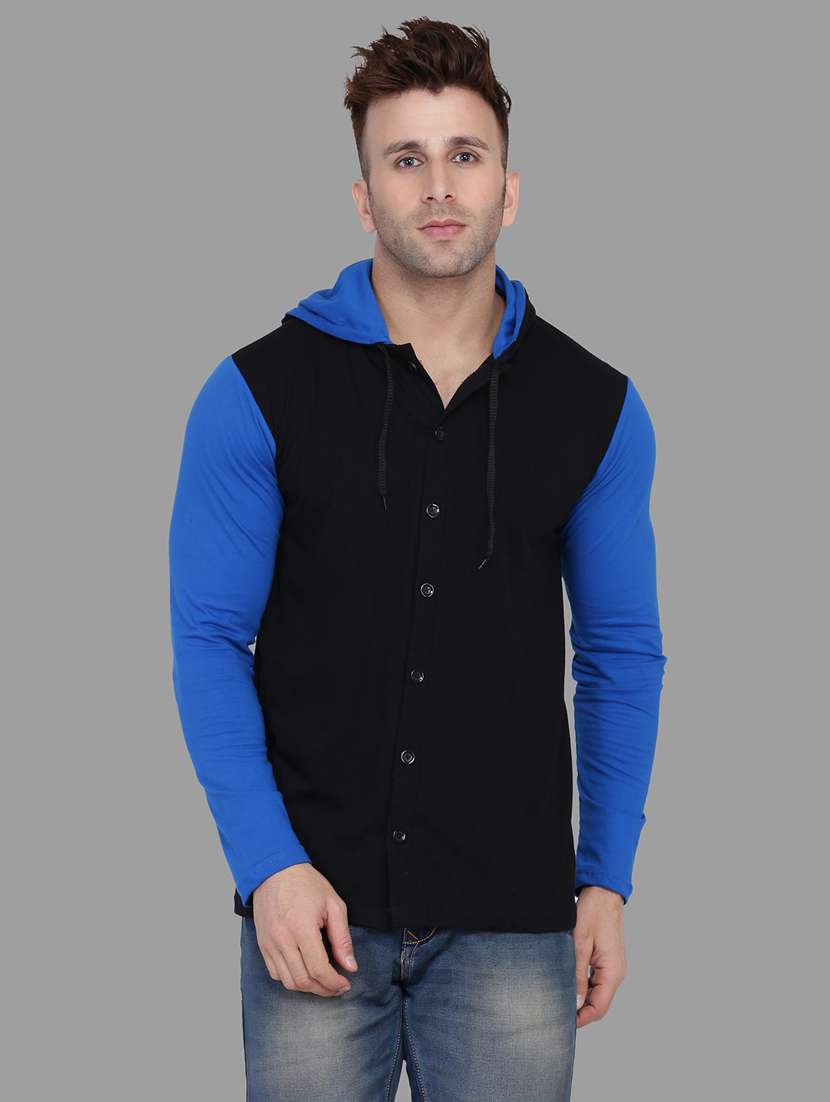 hooded neck color block t-shirt
