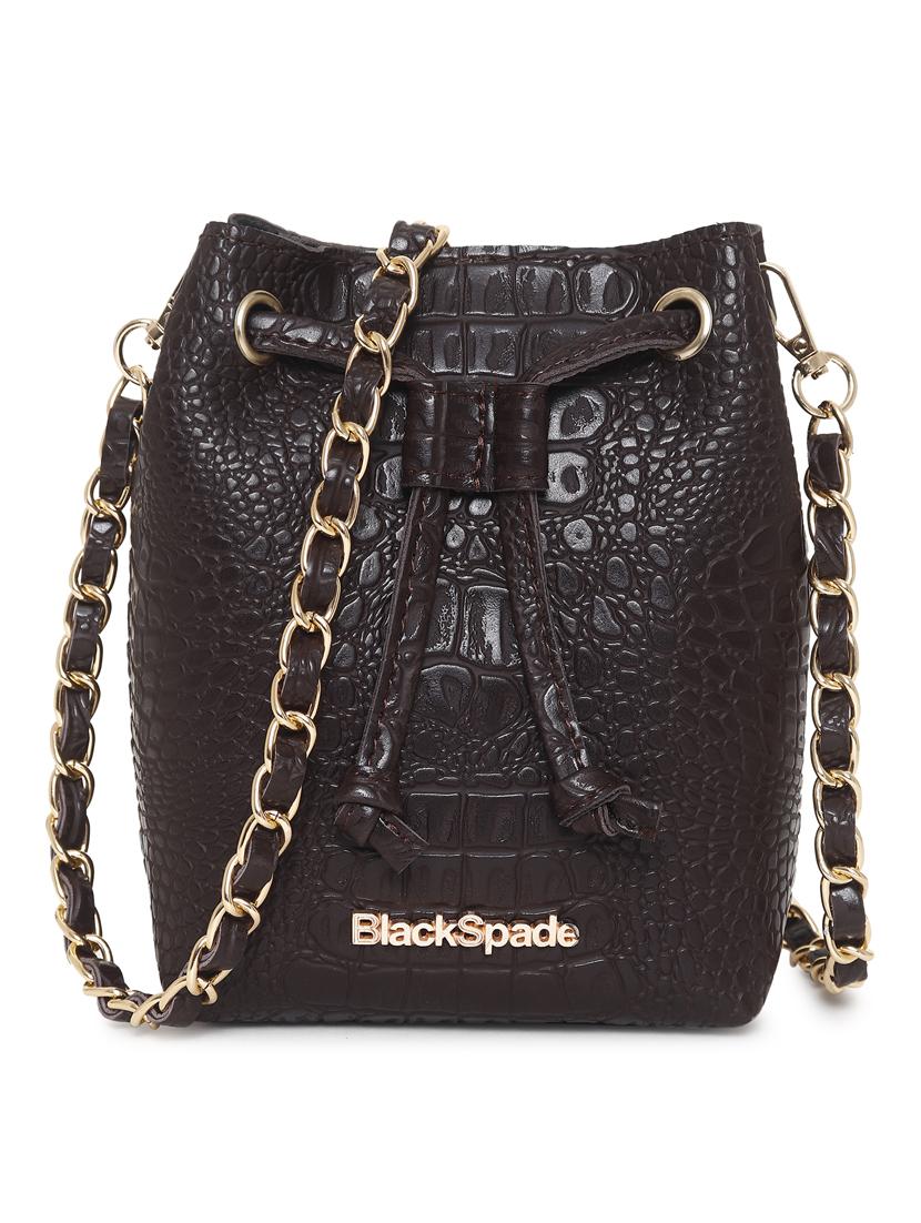 brown textured sling bag