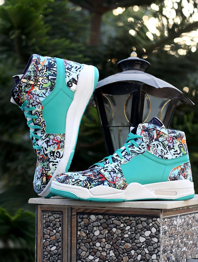 men printed lace up sneakers