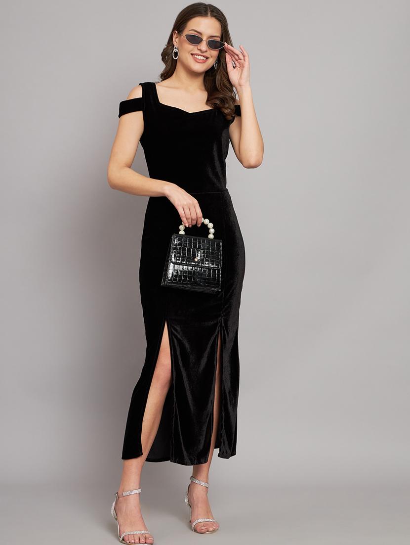 black solid bodycon dress