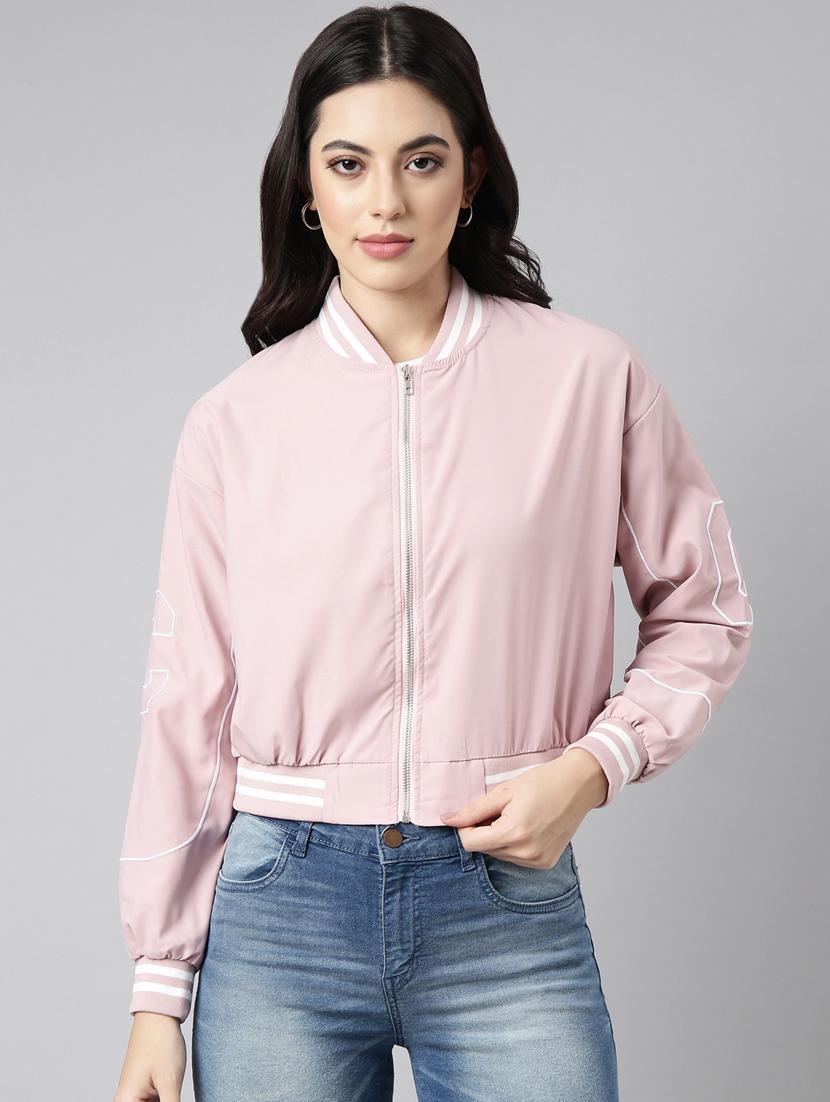 rosewater pink nylon bomber/biker jacket