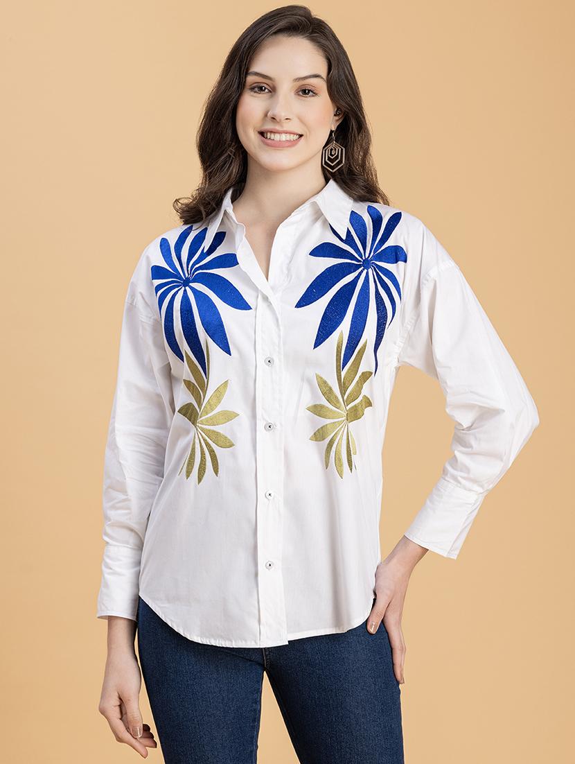 white cotton oversized shirt