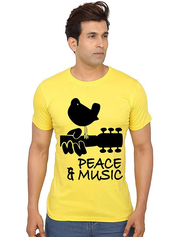 men round neck front print t-shirt