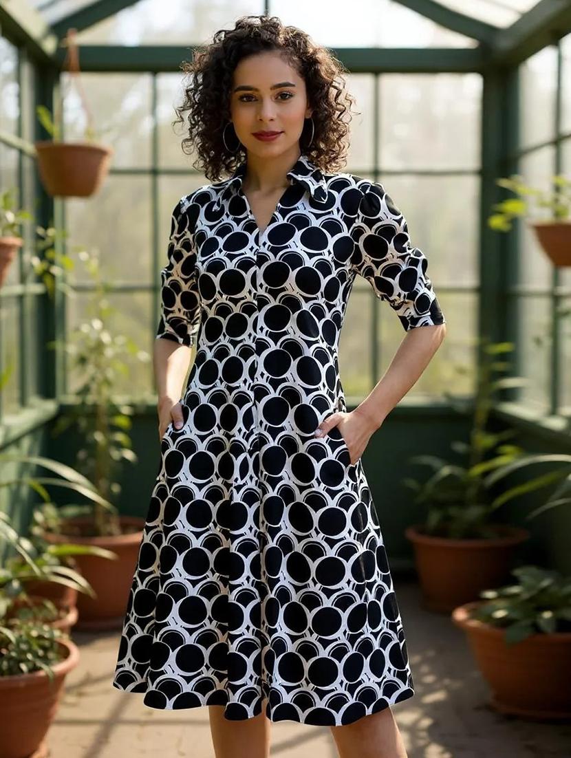 women abstract printed a-line dress