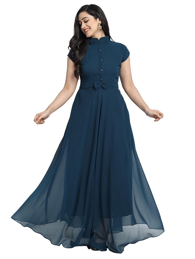 women solid casual western dress