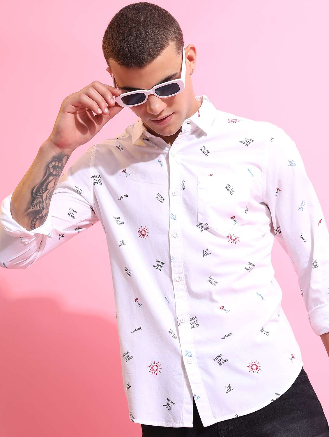 men collared printed casual shirt