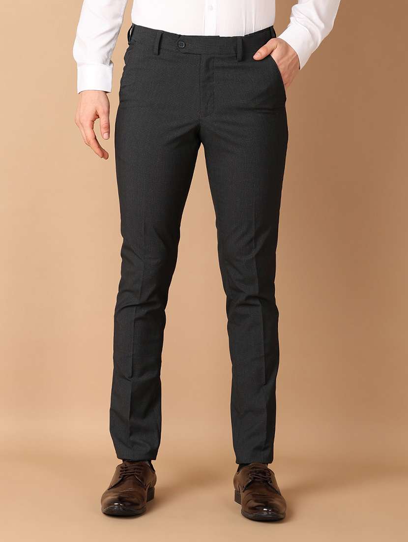 men solid flat front formal trouser