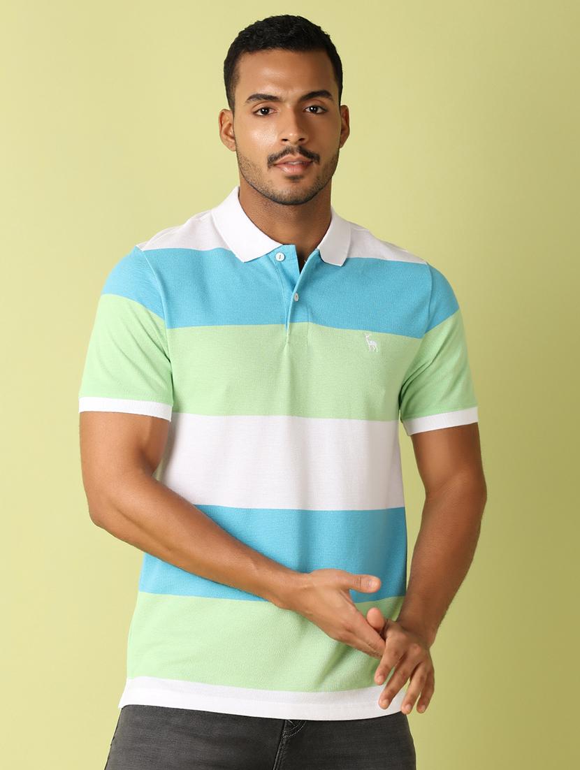 men polo neck stripes short sleeve t-shirt