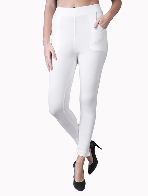 women solid ankle length jeggings