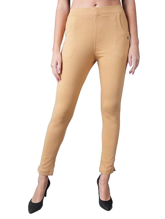 women solid ankle length jeggings