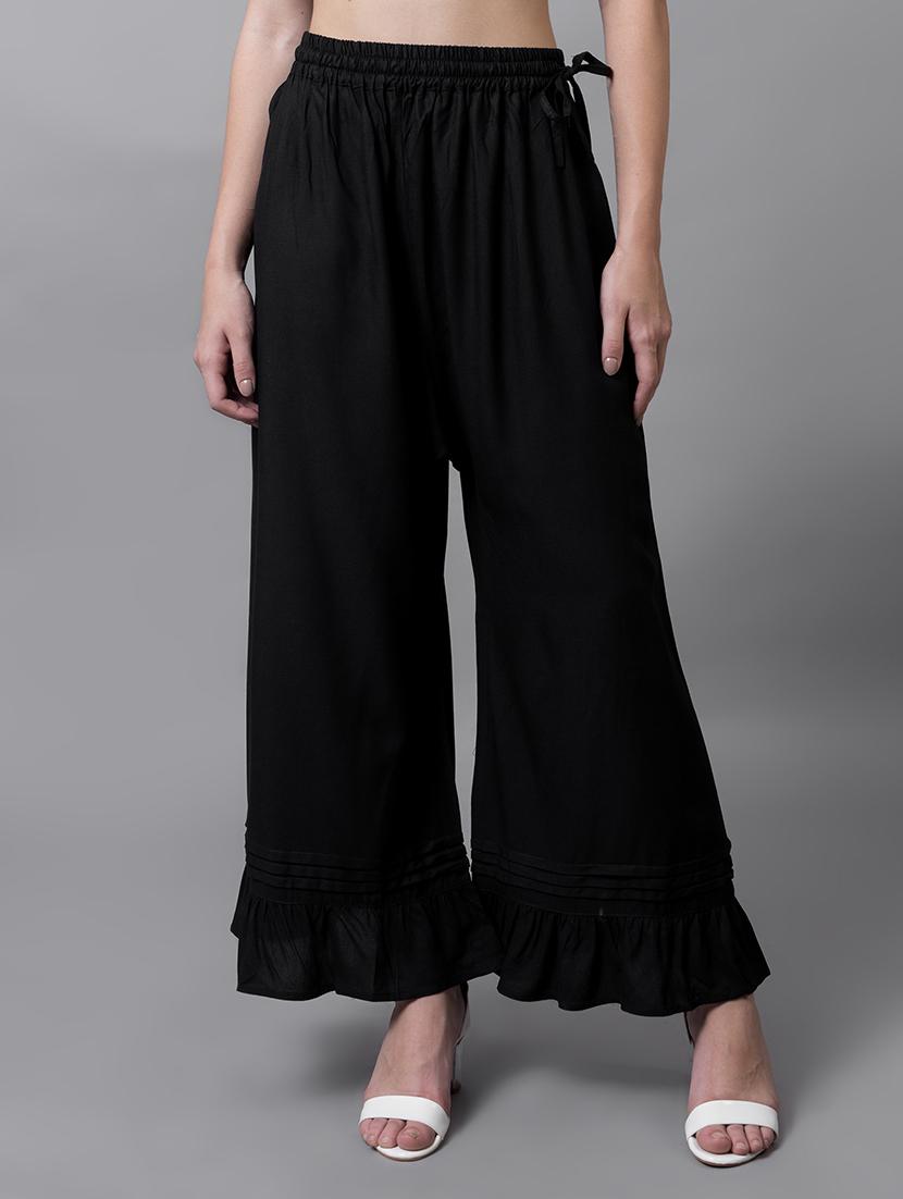 women solid flared palazzo