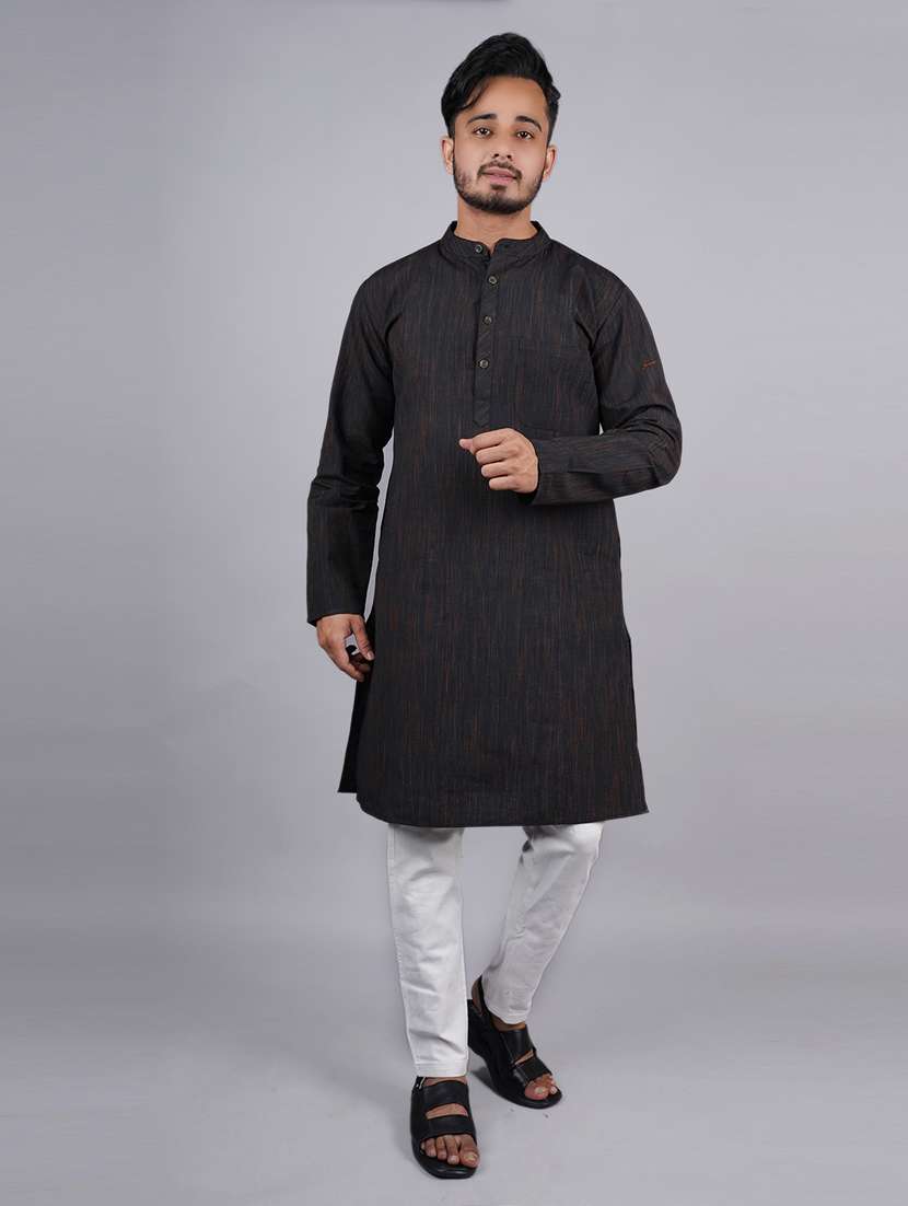 men melange long sleeves kurta