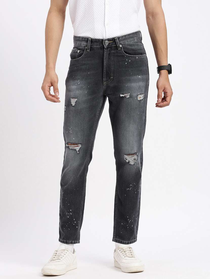 men low rise distress denim jeans