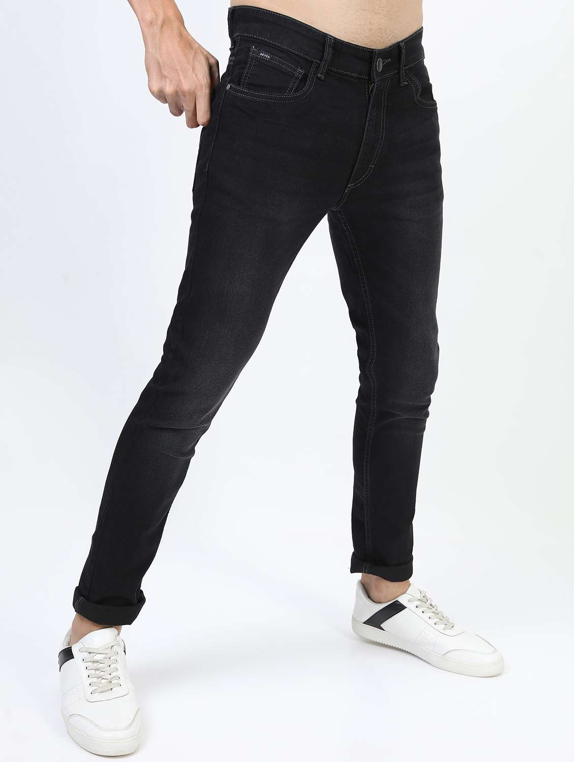 men plain slim fit mid rise jeans