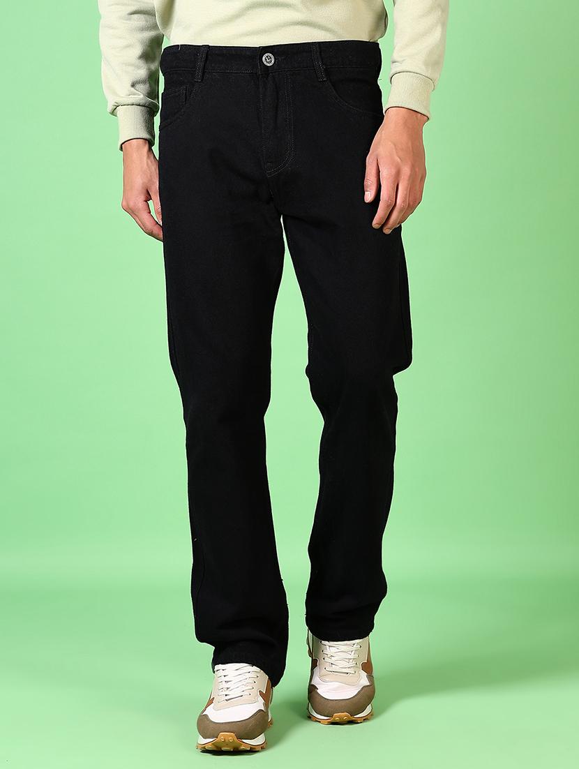 men mid rise straight fit plain denim jean