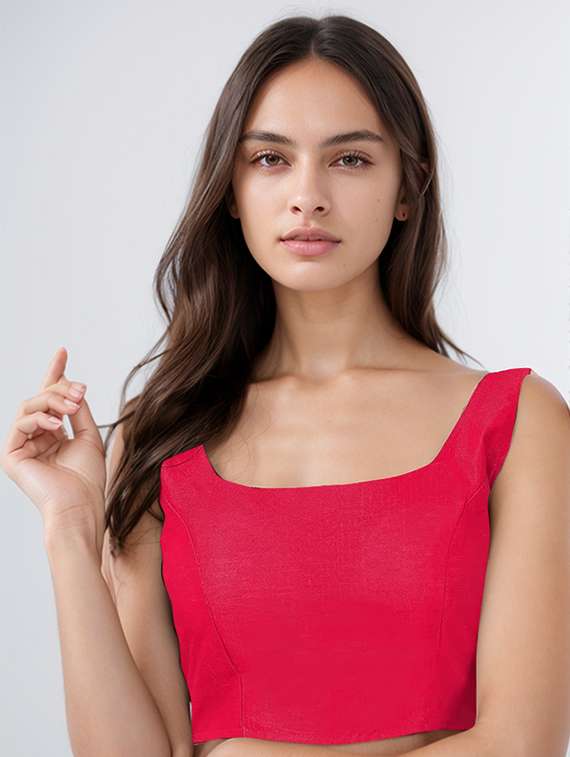 women solid sleeveless stitched blouse