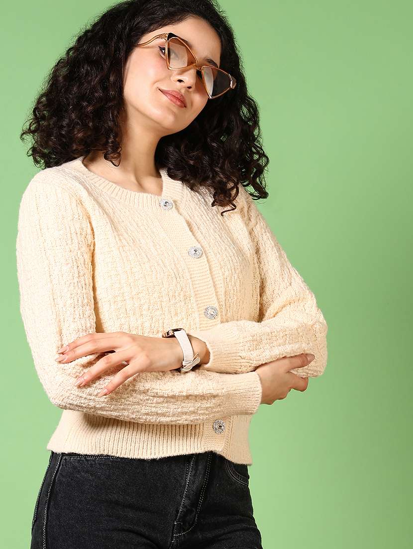 women self designed long sleeve cardigan