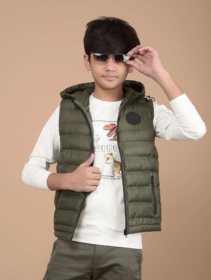 boys solid sleeveless quilted jacket