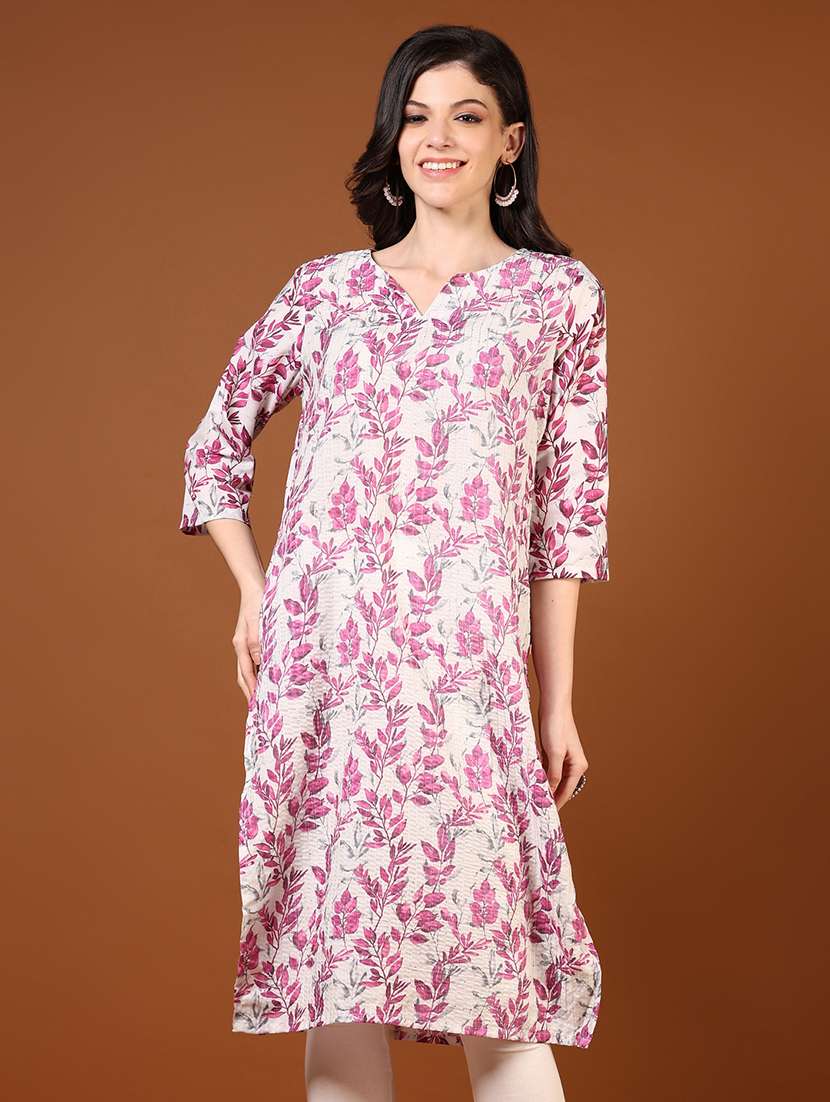 women three quarter sleeve straight kurta
