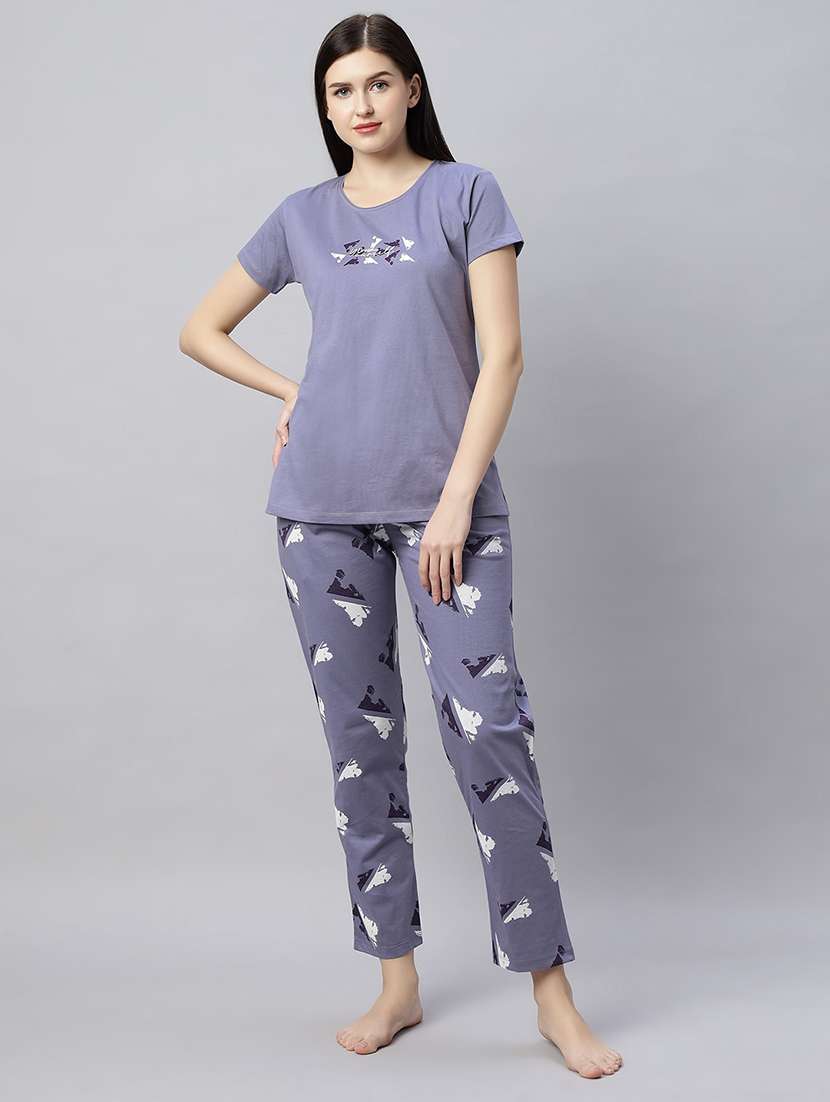 women printed nightwear pyjama set