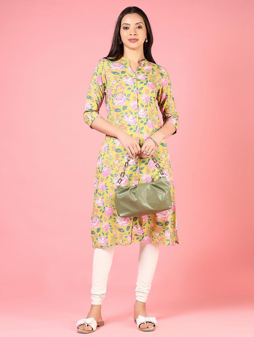 women three quarter sleeves straight kurta