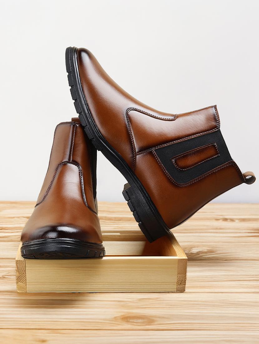 men tan slip on boots