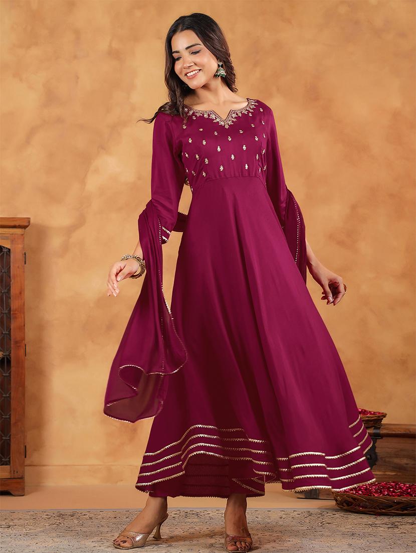women embroidered kurta pant set with dupatta