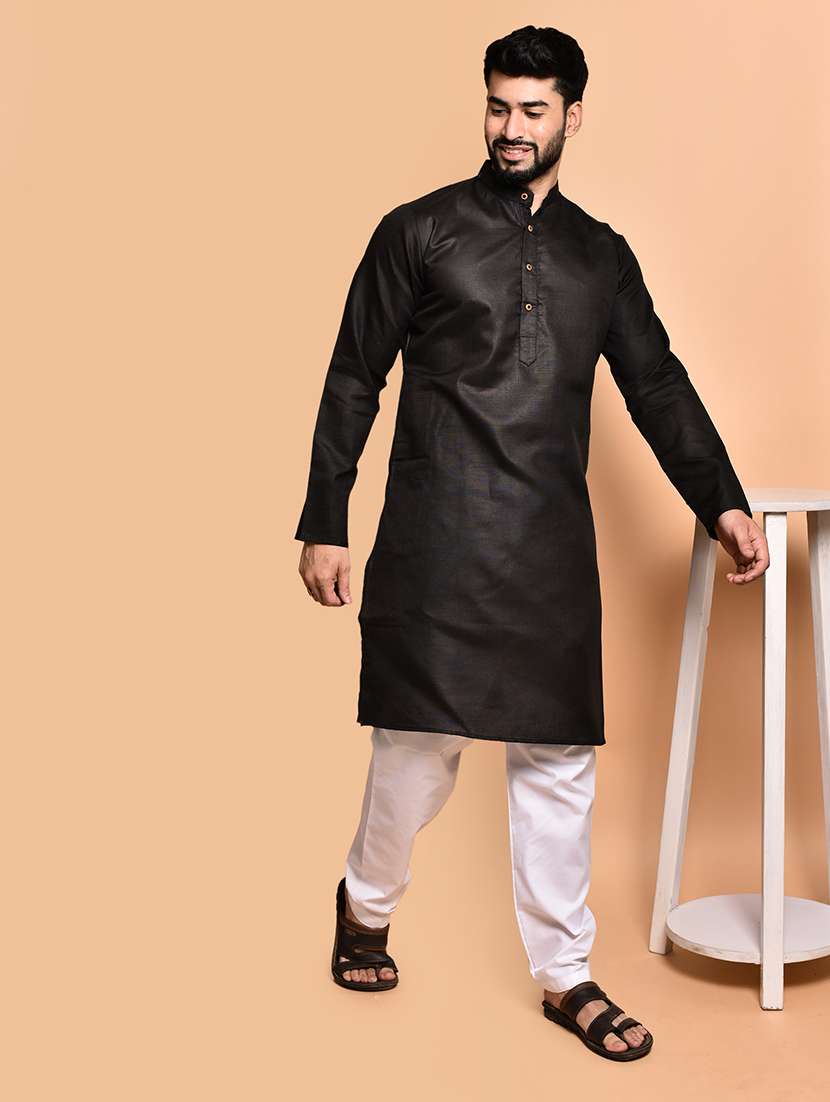 men solid mandarin neck kurta pyjama set