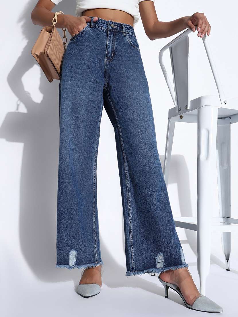 women high rise wide leg jeans
