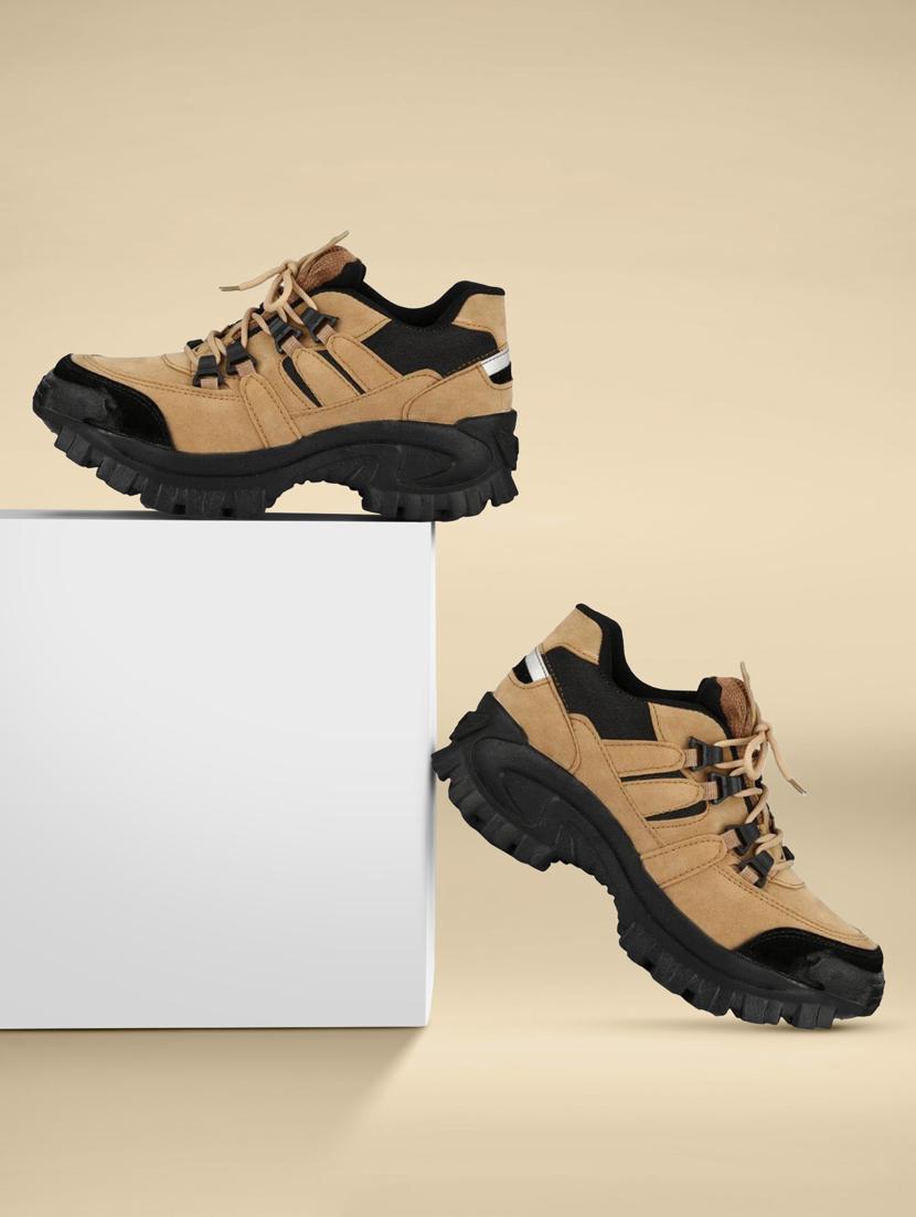 men beige lace up casual shoes